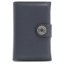 Hermès Hermes Navy Leather Business Card Case