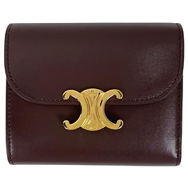 Céline Cartera Triomphe trifold de Celine en cuero marrón