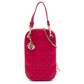 Autre Marque Portacellulare Lady Dior Call in in pelle d'agnello Cannage rossa Dior