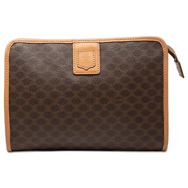 Céline Clutch Celine Brown Macadam Coated Canvas