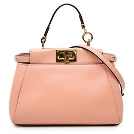 Fendi Peekaboo Satchel aus Mikro-Leder in Rosa