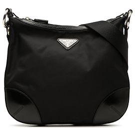 Bolso bandolera Prada de Tessuto con ribetes de cuero negro y cierre de cremallera