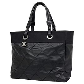 Borsa Tote Chanel in tela rivestita nera