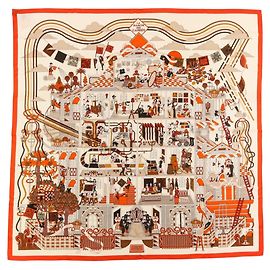 Hermès Pañuelo de cachemira y seda Hermes La Maison des Carrés