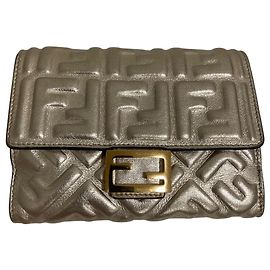 Portafoglio bi-fold Fendi pattern FF oro