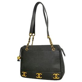 Saco Tote Chanel Triple Coco em couro caviar