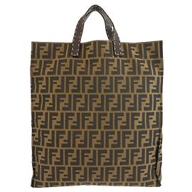 Sac cabas Fendi Selleria Zucca en toile et cuir marron