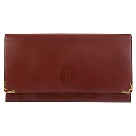 Borsa a pochette Cartier Must Line in pelle rosso vino