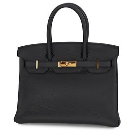 Hermès Sac à main Hermes Birkin 30 en cuir Taurillon Clemence noir