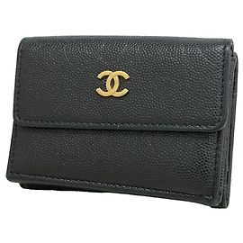 Portafoglio tri-fold Chanel nero