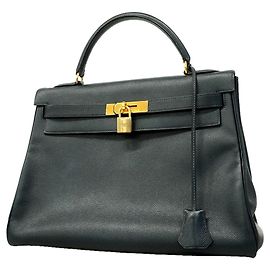 Hermès Hermes Kelly 32 Handtasche aus Courchevel-Leder Navy