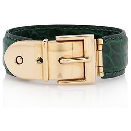 Gucci Vintage Armband aus Leder in Krokodil-Prägung mit Schnalle