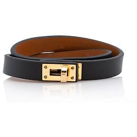 Hermès Pulseira Kelly Double Tour em couro Box Calfskin Hermes
