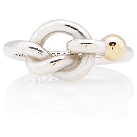 Bague Love Knot Tiffany & Co. en argent sterling et or 18k avec fermoir crochet et œillet - Taille 4 1/4