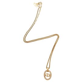 Autre Marque Dior Vintage Crystal CD Oval Halskette