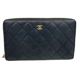 Portafoglio lungo Chanel Matelassé in pelle di vitello granulata nera