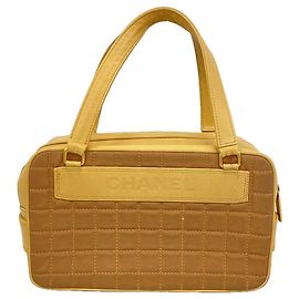 Chanel Beige and Brown Canvas Handbag