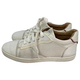 Sneakers Christian Louboutin in pelle bianca e tessuto