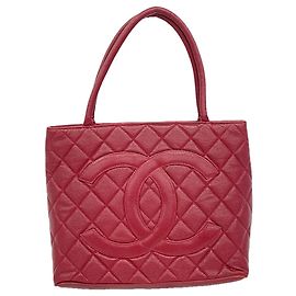 Borsa Tote Chanel in vitello granulato Bordeaux