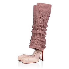 Christian Louboutin Pumps aus rosa Satin mit Stulpen-Set