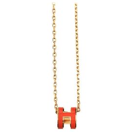 Hermès Collana Hermes Mini Pop H in Capucine e Oro