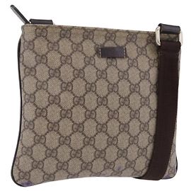 Borsa a tracolla GUCCI GG Supreme PVC Beige Gold 201538 Auth 200996