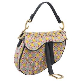 Borsa a mano Christian Dior Saddle Bag perline Multicolor Gold Auth yk20714SAM