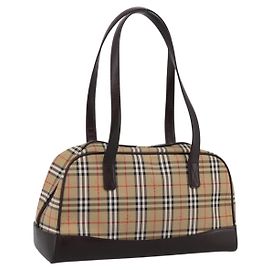 Borsa a tracolla BURBERRY Nova Check Canvas Beige Gold Tone Auth 202220A