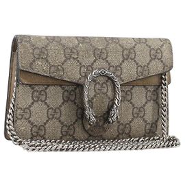 Sac à chaîne GUCCI GG Supreme Dionysus PVC Beige Silver 476432 Auth bs36876