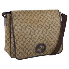 Borsa a tracolla GUCCI GG Supreme PVC Beige 222291 Auth 202237