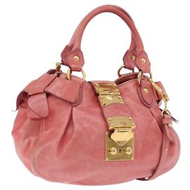Borsa a mano Miu Miu in pelle 2way Rosa Tono Oro Auth 167576A
