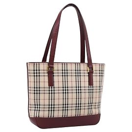 Borsa Tote BURBERRY Nova Check Canvas Beige Gold Auth 201953