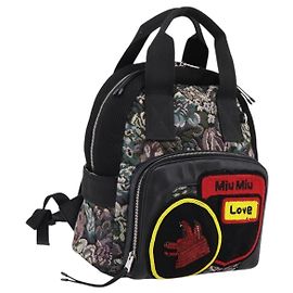 Miu Miu Rucksack Canvas Black Silver Auth ka6007