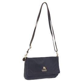 Borsa a tracolla BURBERRY in pelle blu navy e oro Auth 202255