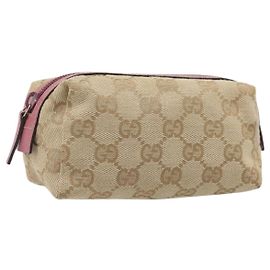 Pouch GUCCI GG Canvas Beige Oro 29596 Auth 199845A