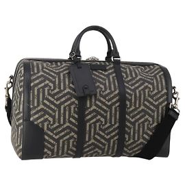 GUCCI GG Supreme GG Caleido Boston Bag PVC 2way Beige Black 406380 Auth 196436SAM