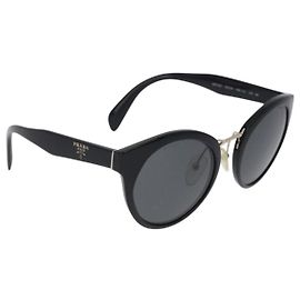 PRADA Sonnenbrille Kunststoff Schwarz Goldfarben Auth BA15442
