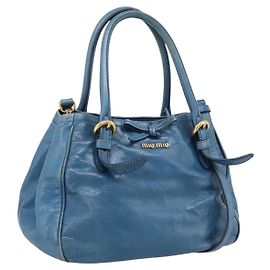 Miu Miu Handtasche aus Leder 2way Blau Gold authentisch 199477V