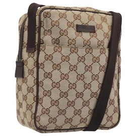 Borsa a Tracolla GUCCI GG Canvas Beige Silver 122759 Auth hk4061