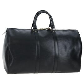 LOUIS VUITTON Epi Keepall 45 Boston Bag Noir M42972 LV Auth 199174V