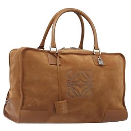 Borsa a mano LOEWE Amazona 44 Camoscio Marrone Argento Auth yk20811SAV
