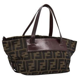 Borsa a mano FENDI Zucca Canvas Nero Marrone Auth 201964