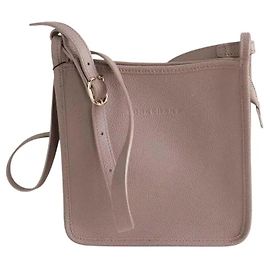Longchamp Le Foulonné S leather shoulder bag grey