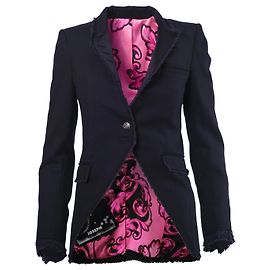 Blazer entallado de botonadura sencilla Joseph Black con forro estampado en rosa vibrante
