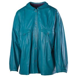 Autre Marque Chaqueta blouse oversized de cuero turquesa Touche Vintage