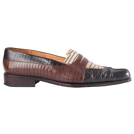 Autre Marque Mocassins Penny em couro com relevo de crocodilo multicolorido Collection Privèe