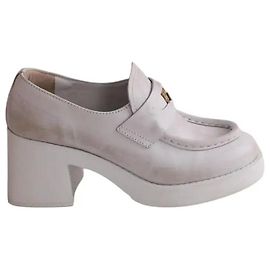 Mocassini Miu Miu Blanc sale in pelle bianca
