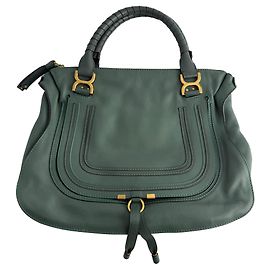 Chloé Marcie Medium Hobo-Schultertasche aus Kalbsleder Eucalyptus Green