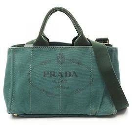 Saco Tote 2-Way Prada CANAPA em lona verde