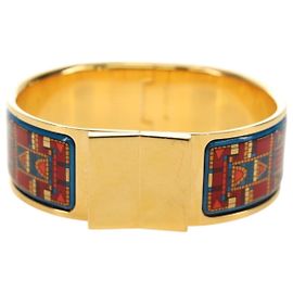 Hermès Hermes Loquet Armreif aus Metall und bedrucktem Emaille